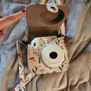Fujifilm Instax Mini 8 Camera with Flamingo Pattern Case